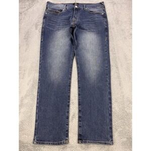 True Religion Geno Jeans Men 36x32 Blue Relaxed Slim Distress Whiskered Denim